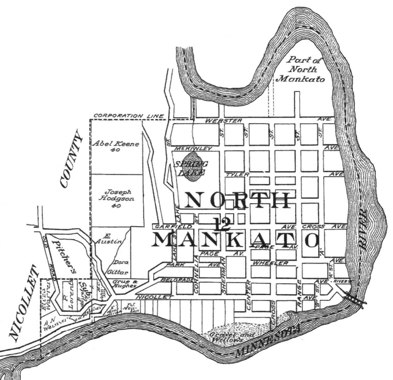 Kinsource 1914 map of north mankato nicollet county minnesota